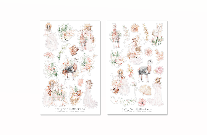 Mädchen und Pflanzen Sticker Set